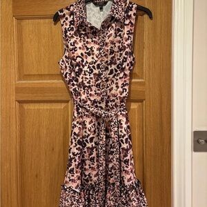 Lipsy Pink and Black Animal Print Midi Dress